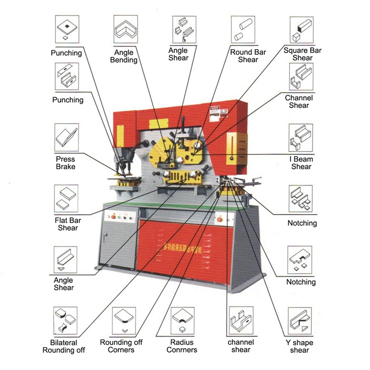 Q35y Hydraulic Ironworker Combined Drilling Machine Punching And Shearing Machine Q35y Hydraulické železářské kombinované vrtací stroje Děrovací a stříhací stroj