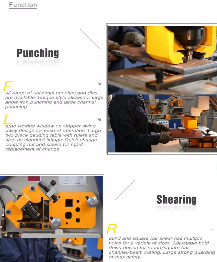 Q35y Series Multifunctional Hydraulic Iron Worker Combined Shearing And Punching Machine Multifunkční hydraulický žehlicí stroj řady Q35y kombinovaný stříhací a děrovací stroj